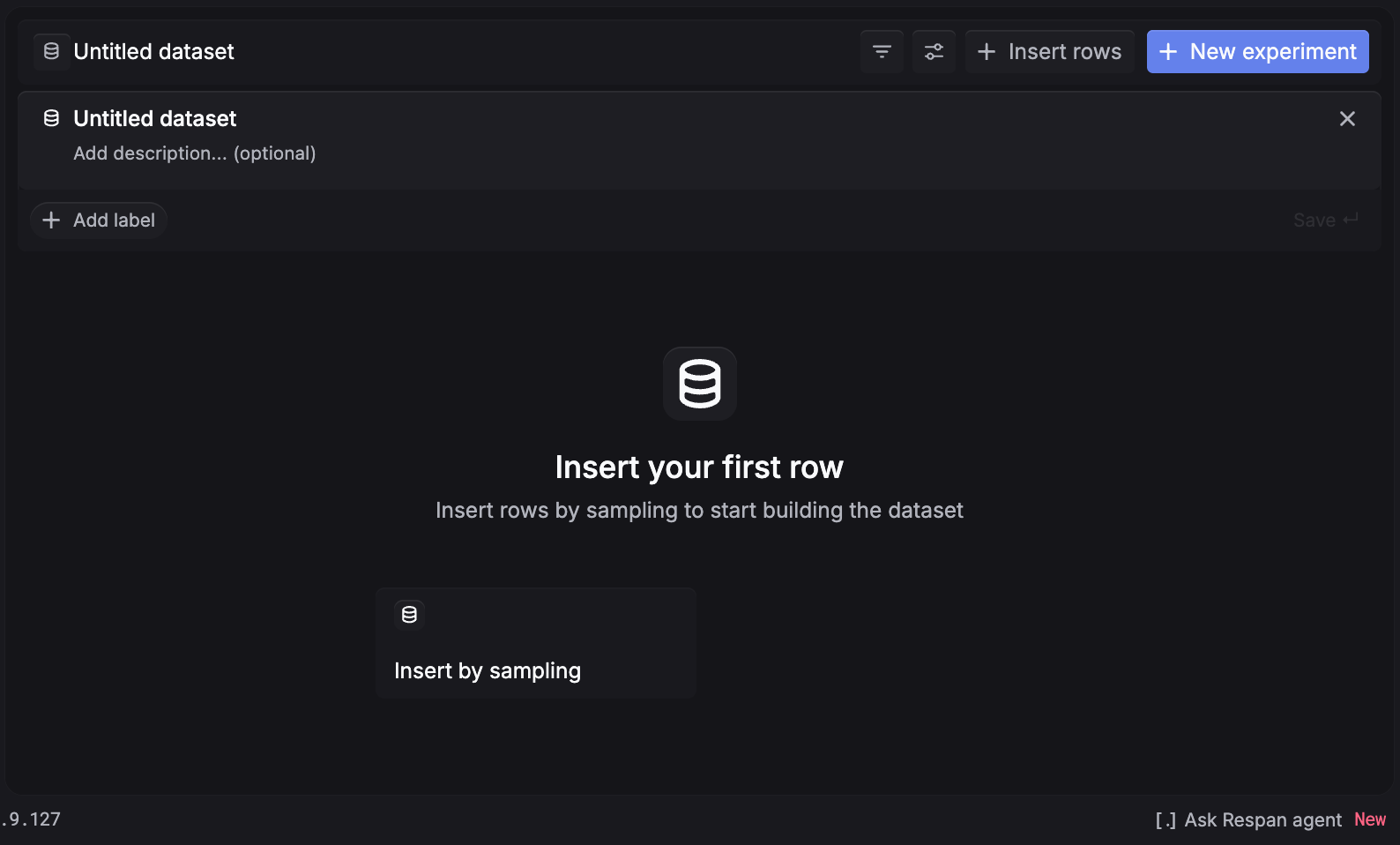 Empty traces dataset with Insert by sampling as the only option