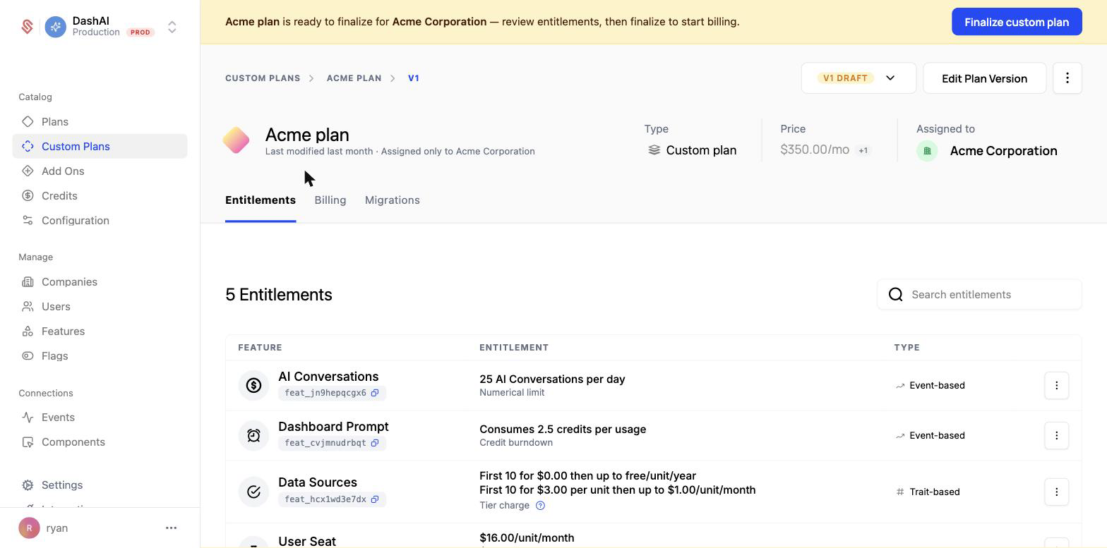 Custom plan ready to finalize