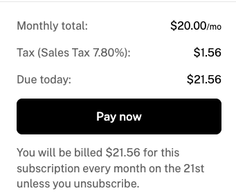 Tax at Checkout