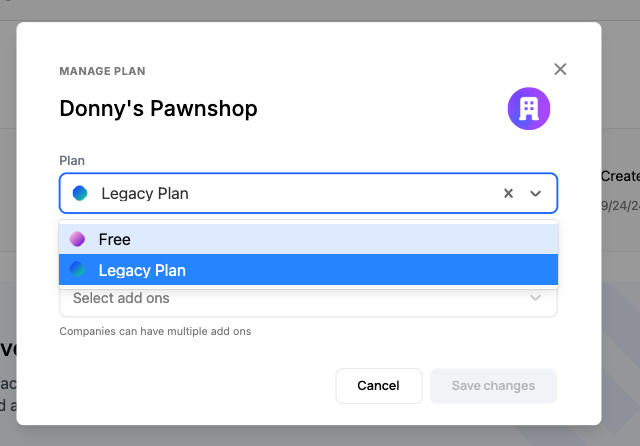 Manage plan (non-stripe)