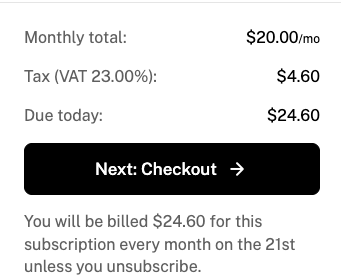 Checkout tax collection