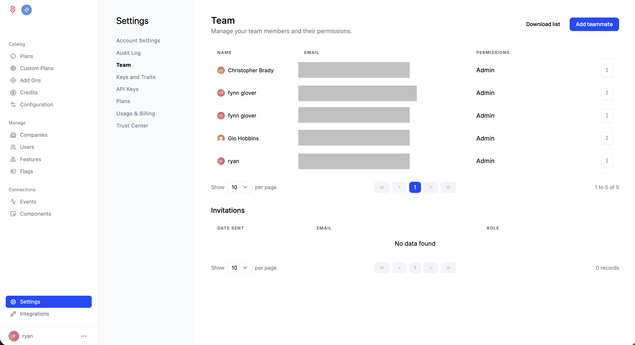 Teams page