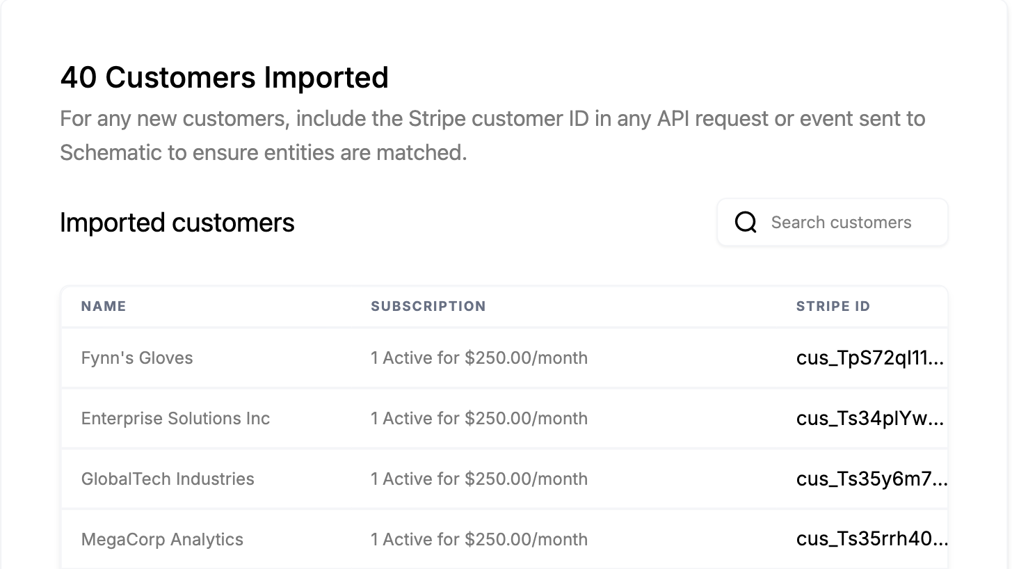Customers imported from Stripe