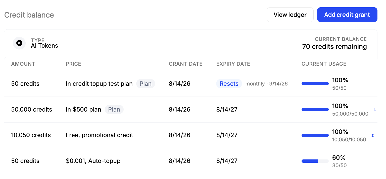 Credit balance on a company