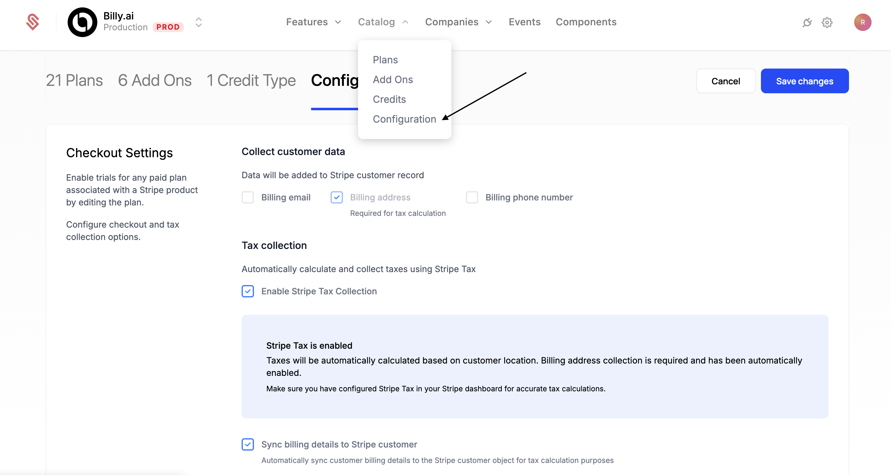 Stripe Tax Configuration