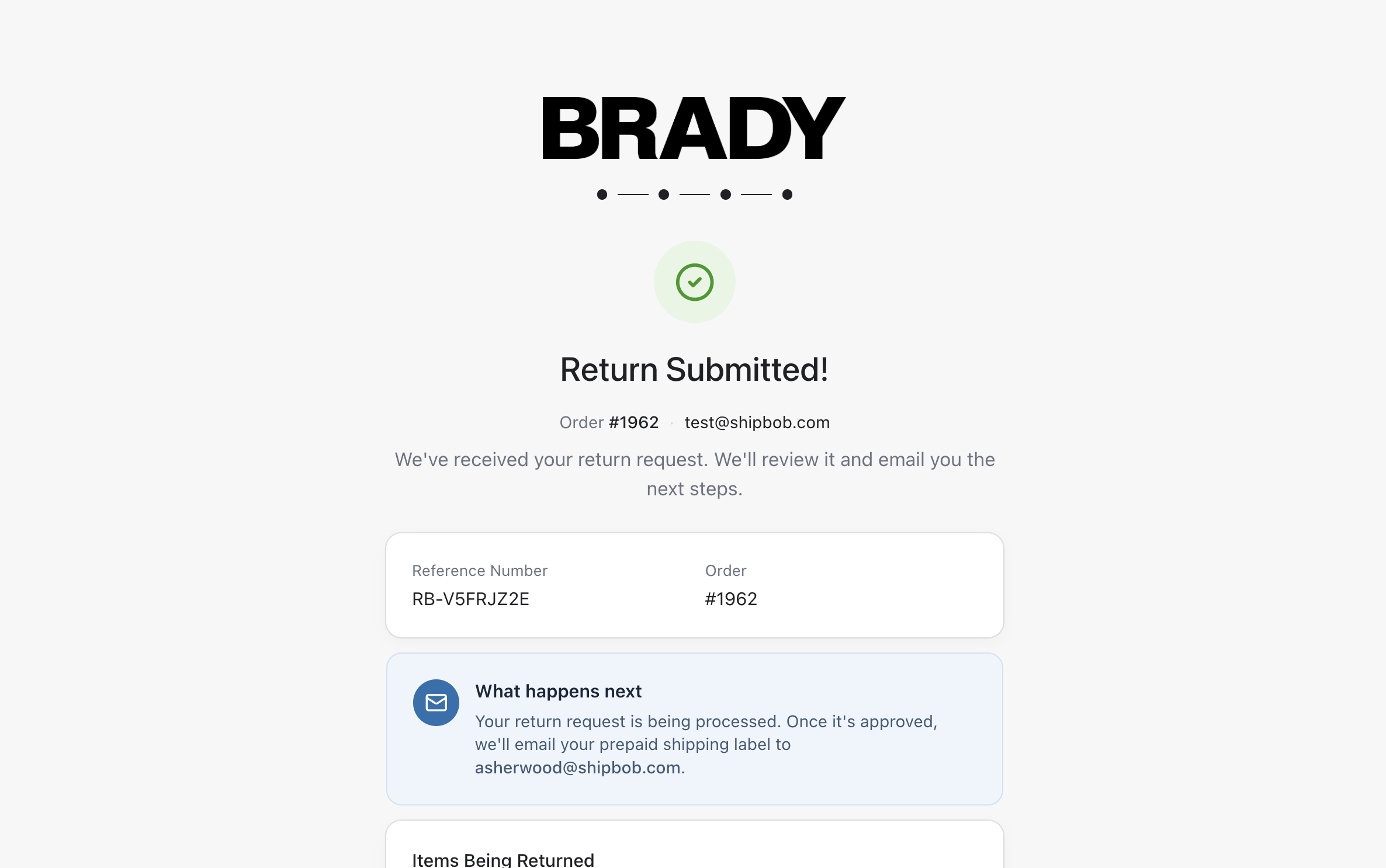 ShipBob Returns Portal Submit