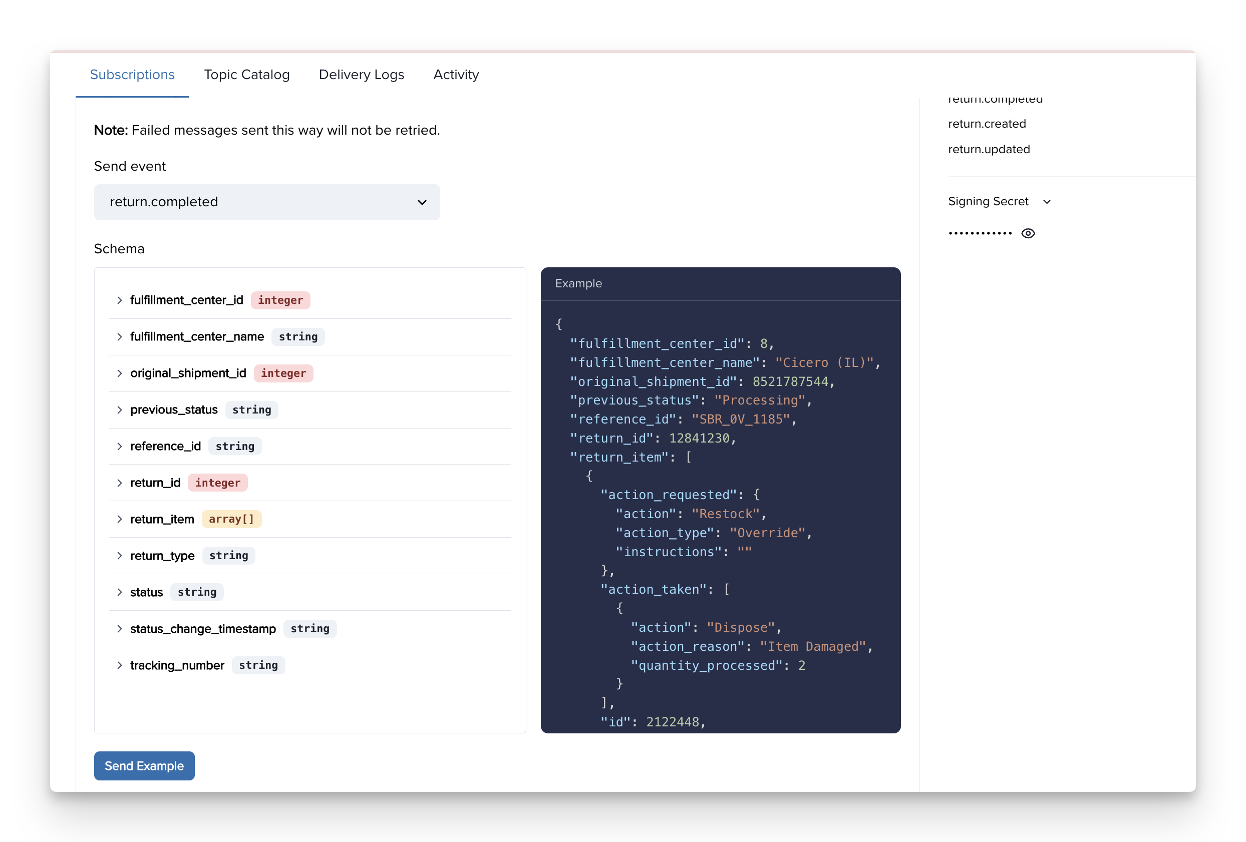 Webhooks payloads