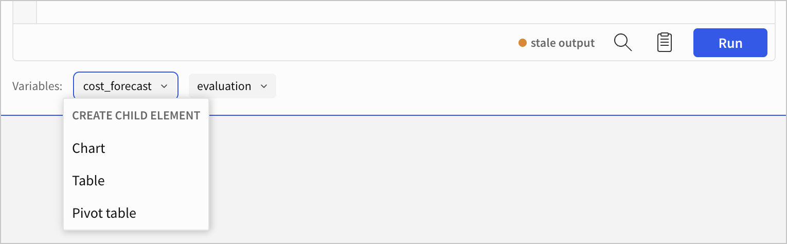 Selected variable showing available options described in text.
