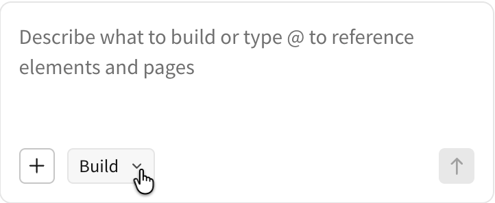 Sigma Assistant prompt bar with the mode picker set to Build