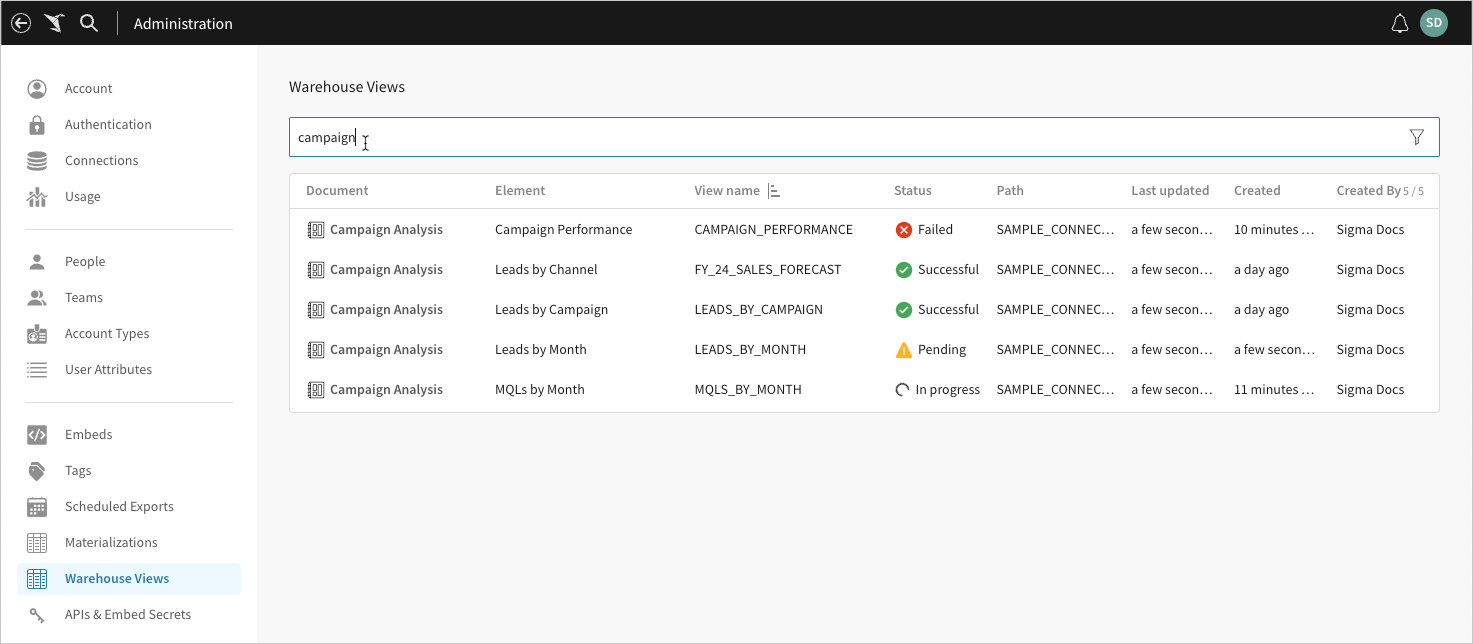 Example of searching for a specific view, matching steps above