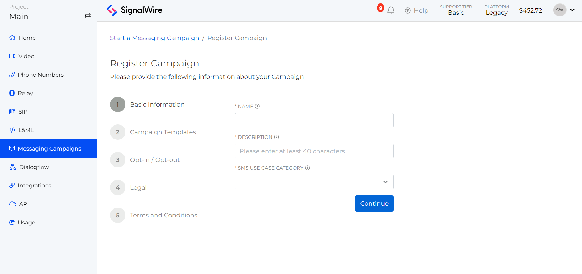 Campaign registration form