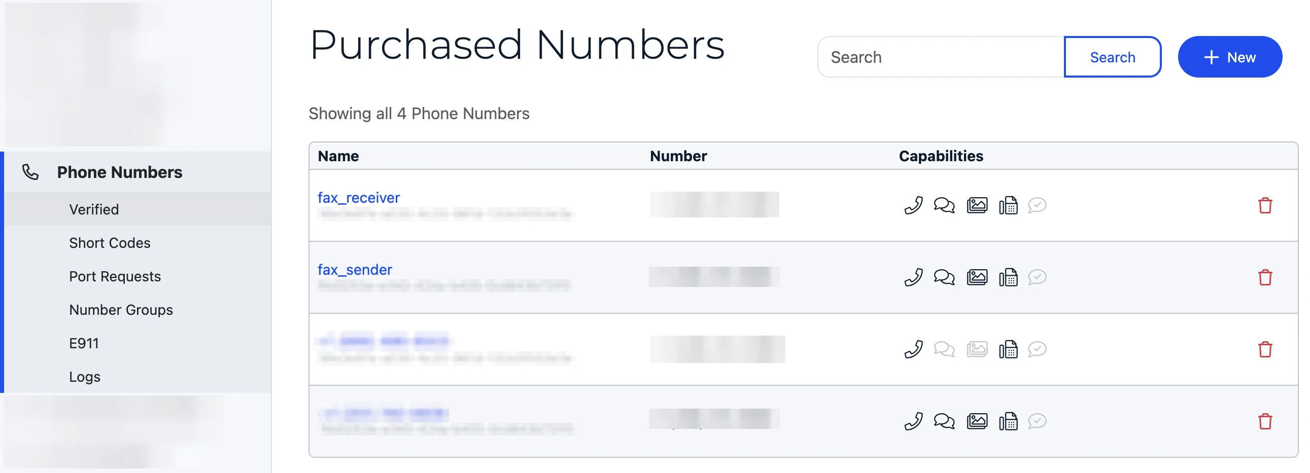 Purchased phone numbers