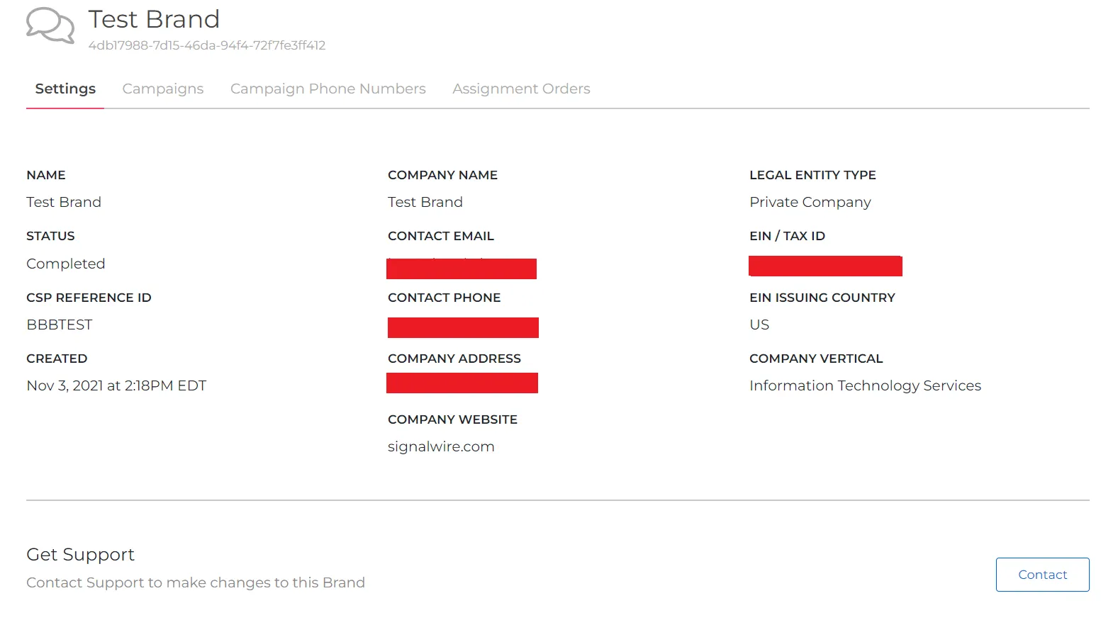 Brand details page