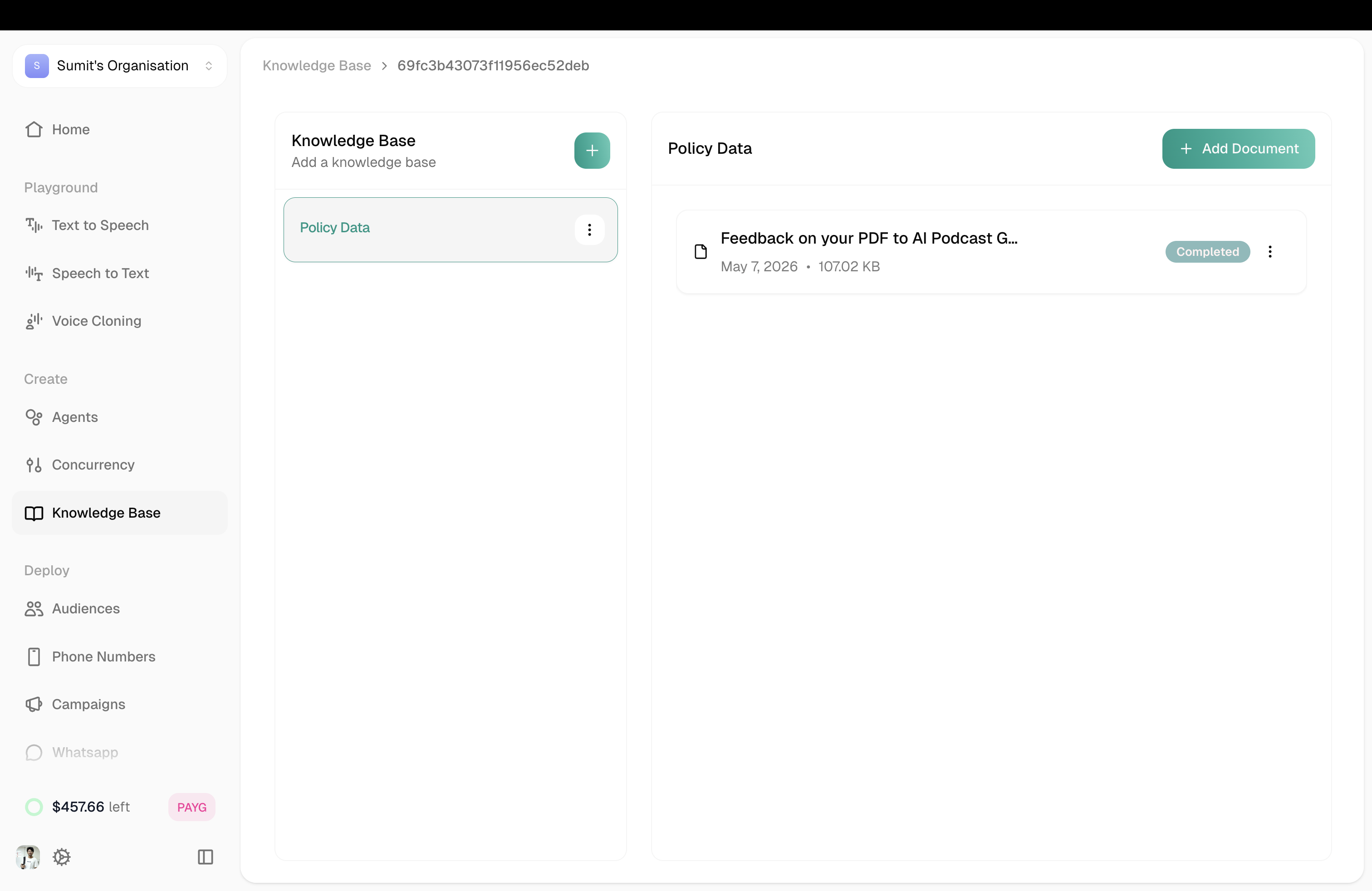 Knowledge Base page