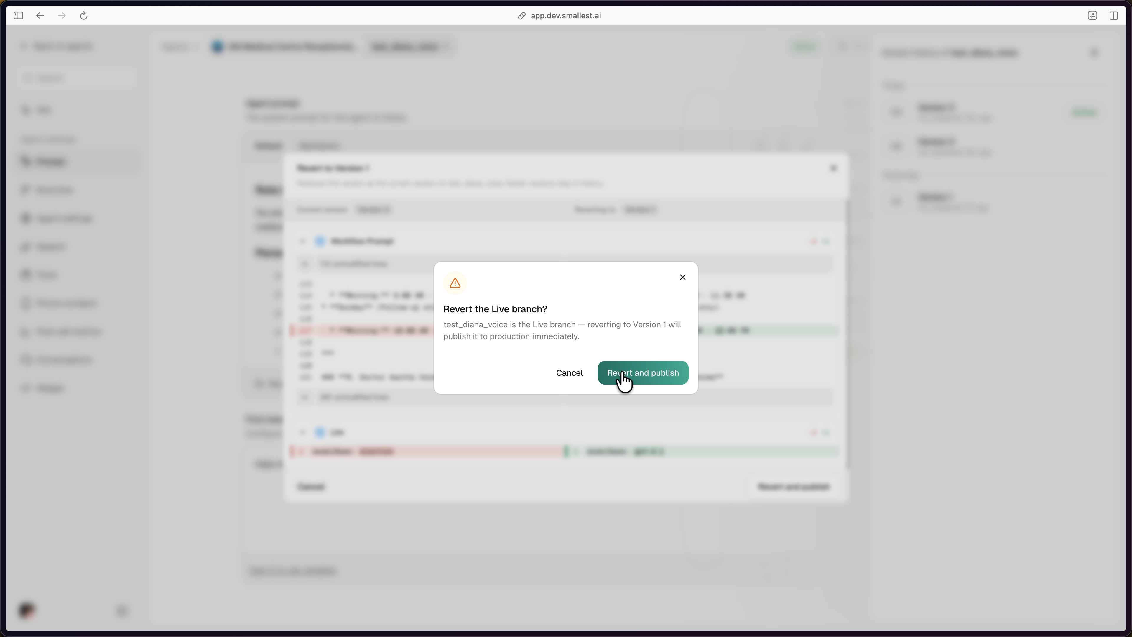 Revert live-branch confirmation
