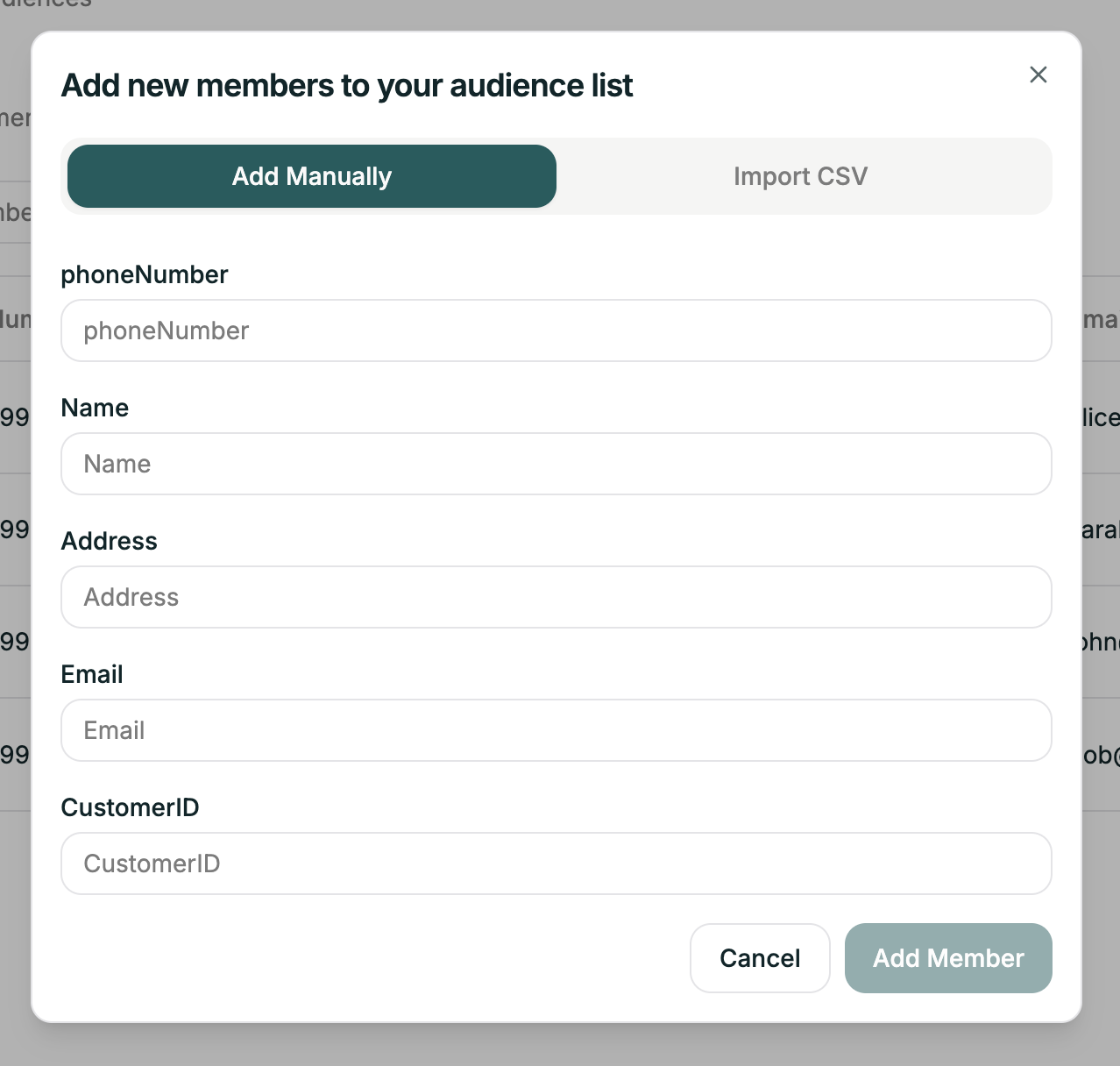 Add member manually
