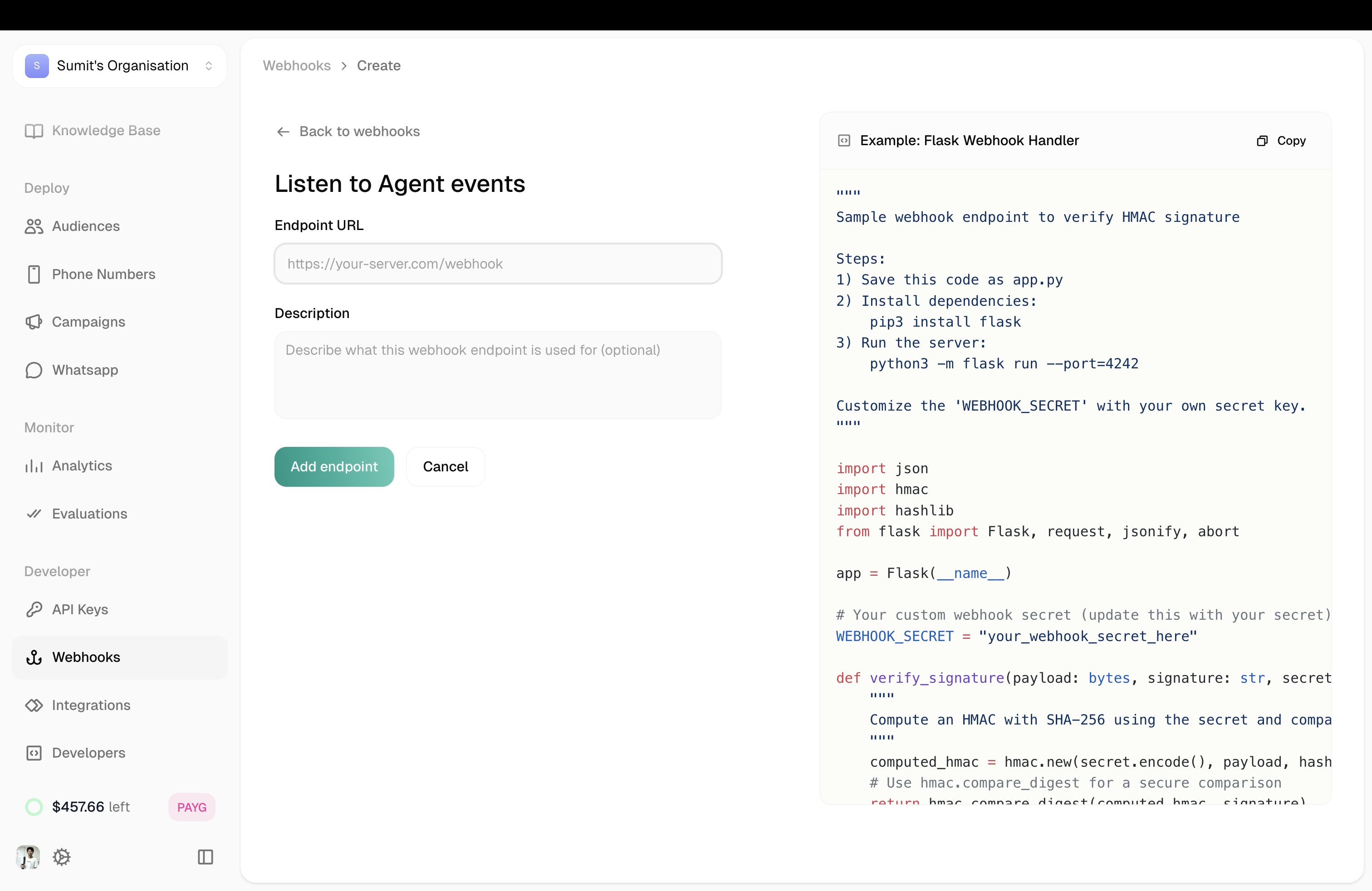 Create webhook