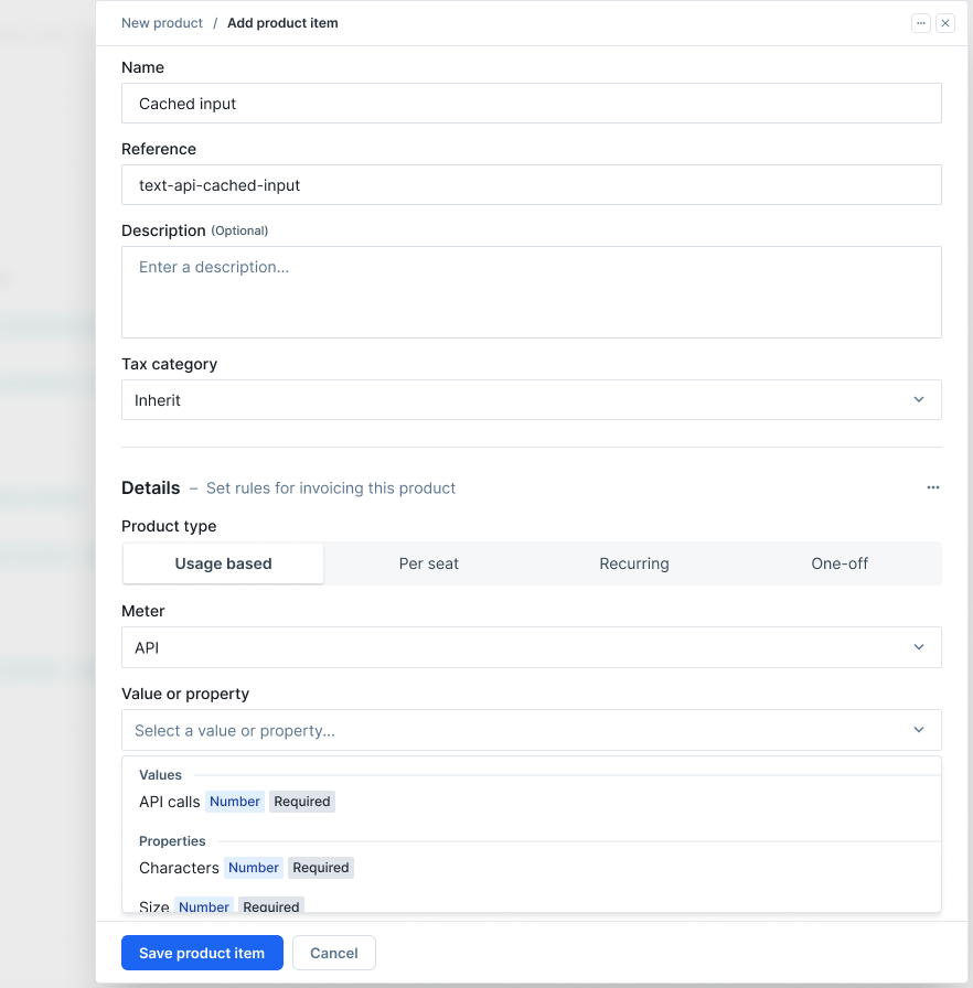 Create meters at the same time as when creating usage-based products