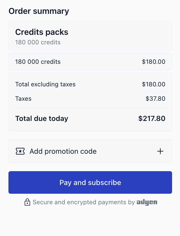 Checkout order summary with default styling