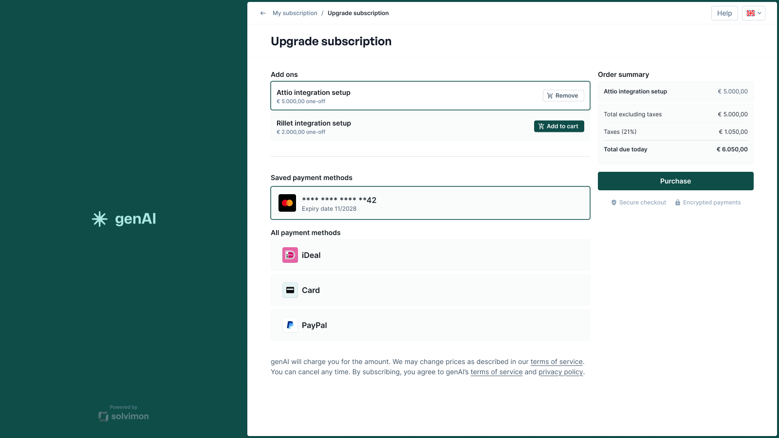 Upgrading a subscription from the customer portal