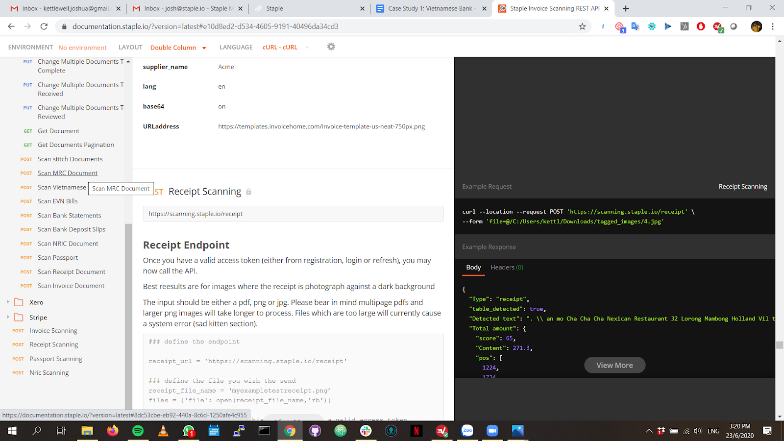 Documentation on the API, available at “https://www.documentation.staple.io”_ **