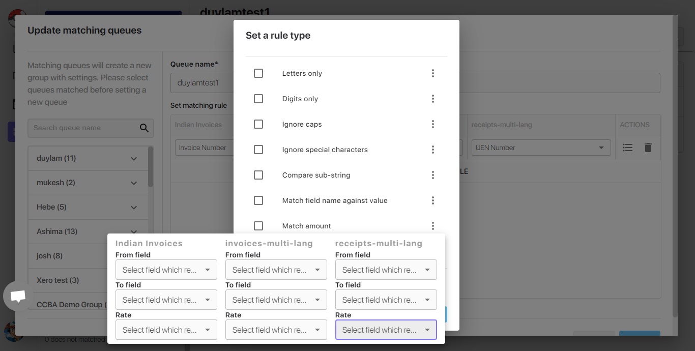 Figure 31: Setting match amount with rate