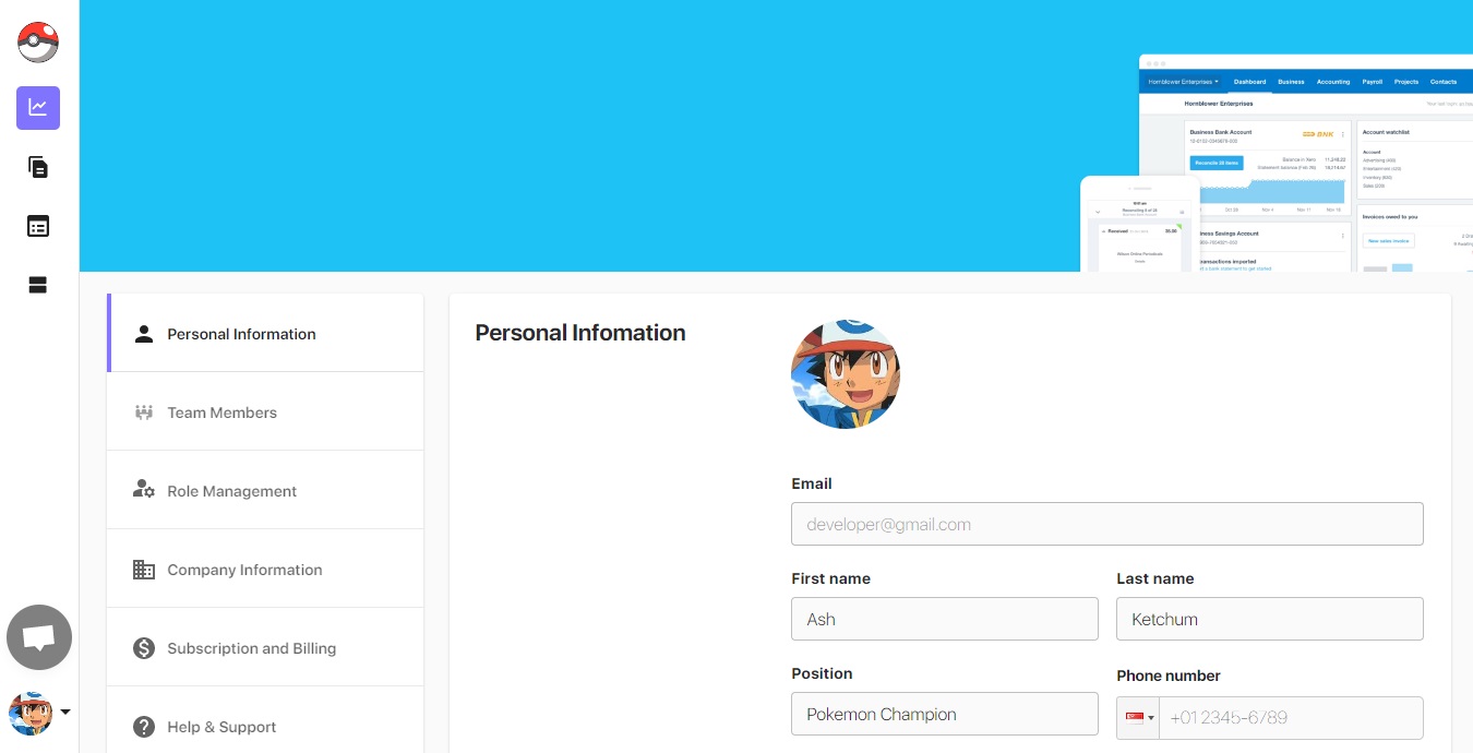 Figure 7: Personal details page view