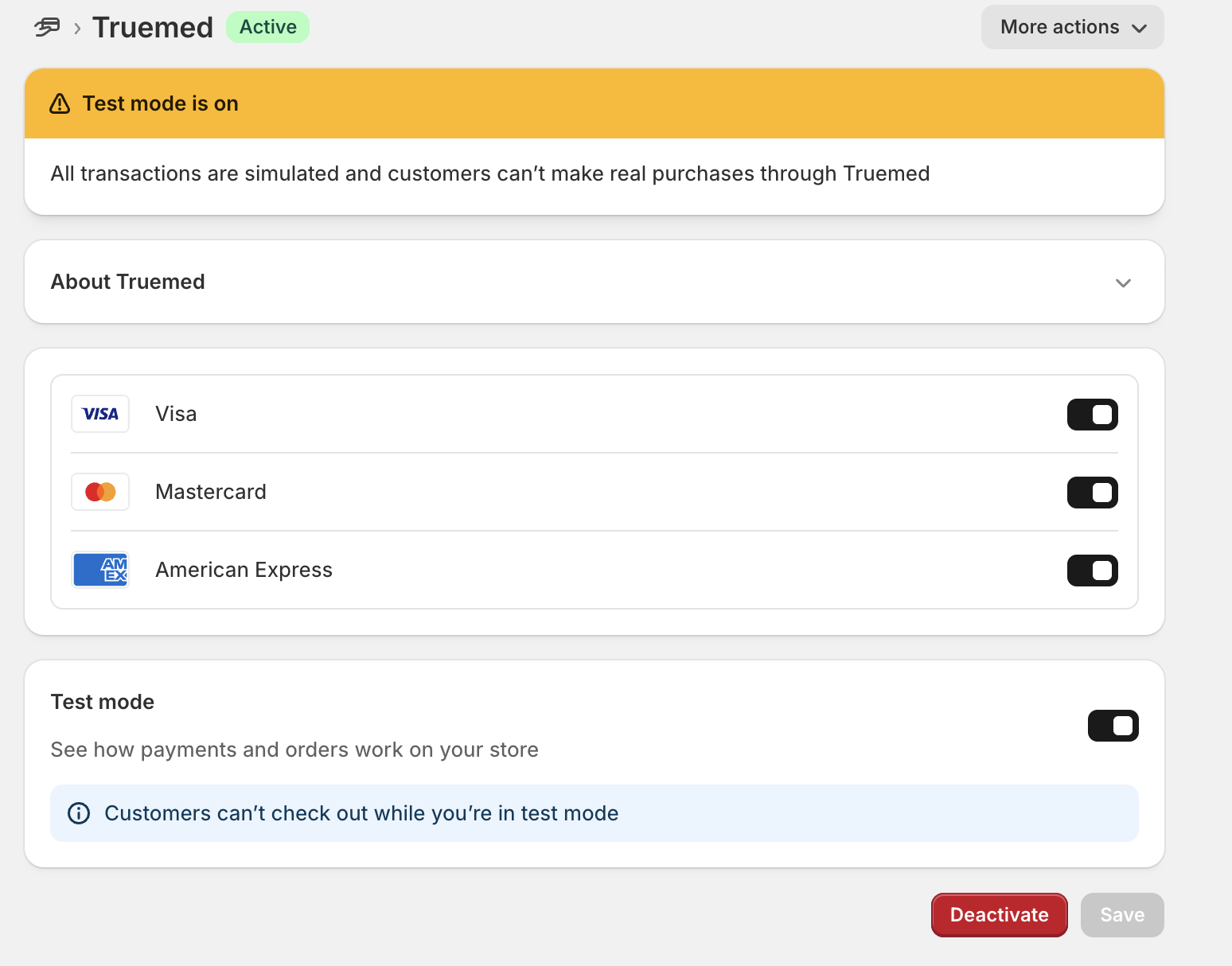 Test mode toggle