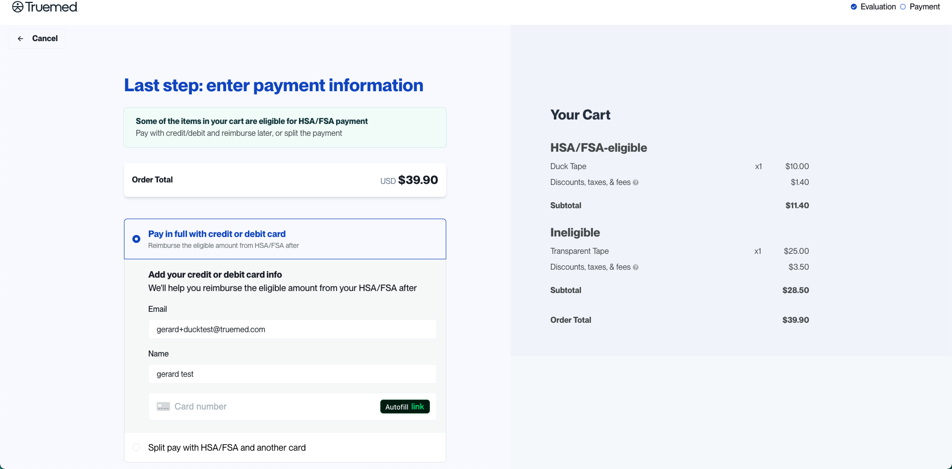 Mixed cart checkout
