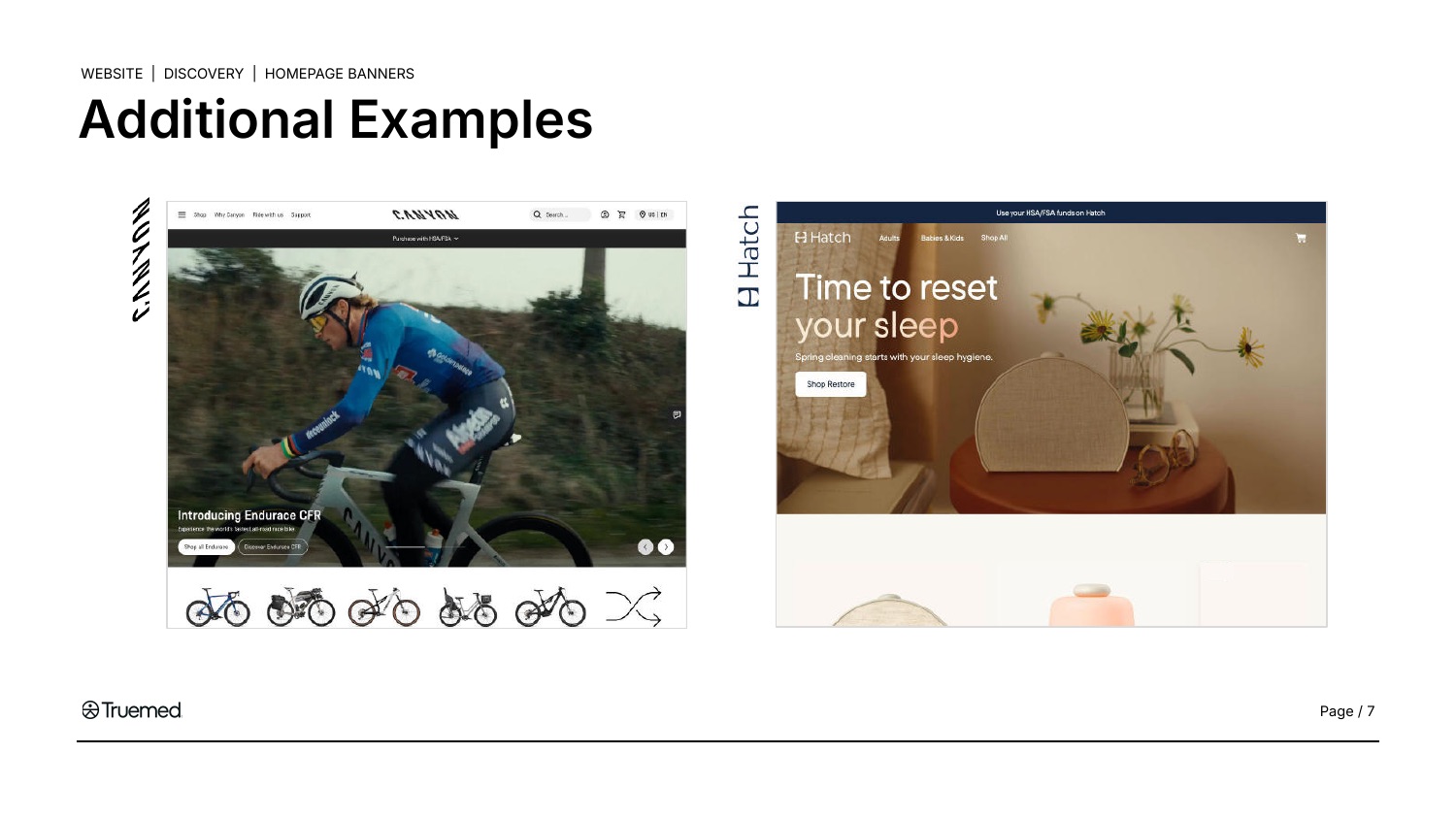 Homepage banner examples from Canyon and Hatch