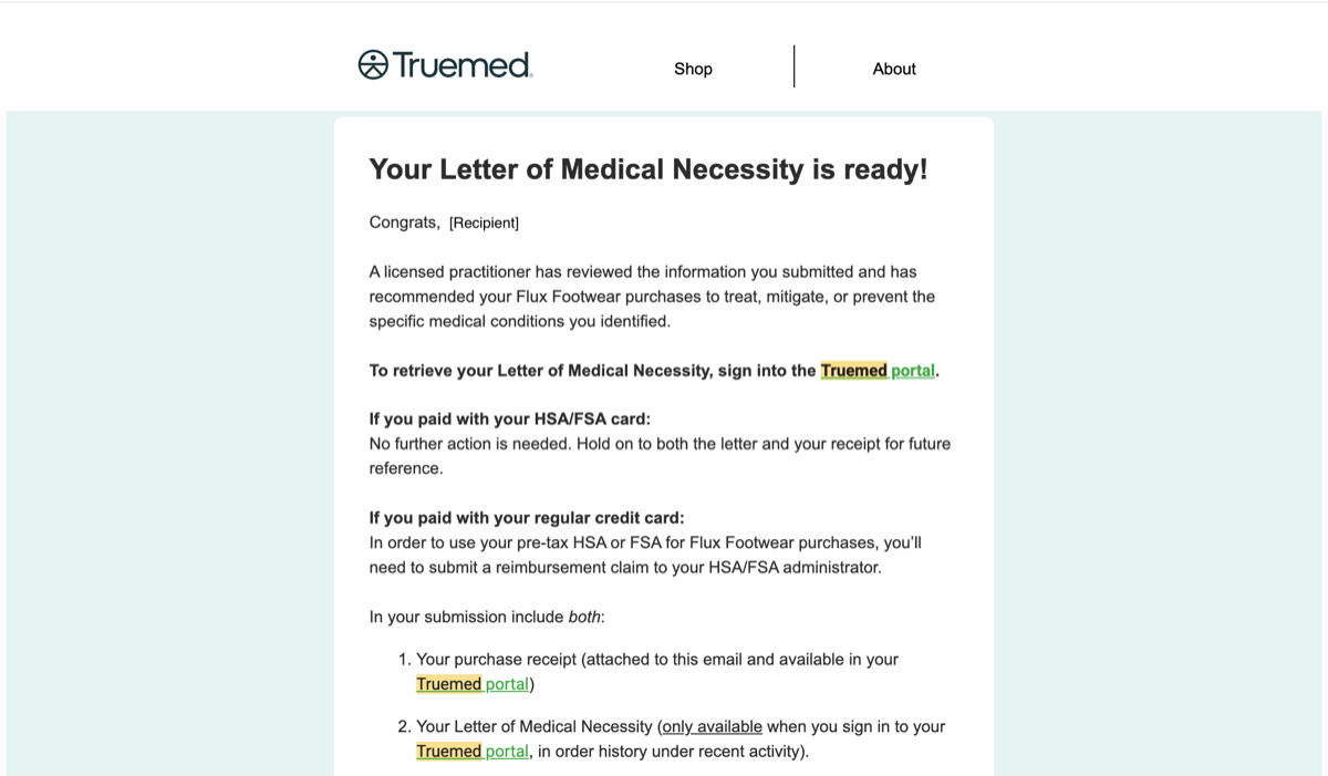Sample LMN delivered by email