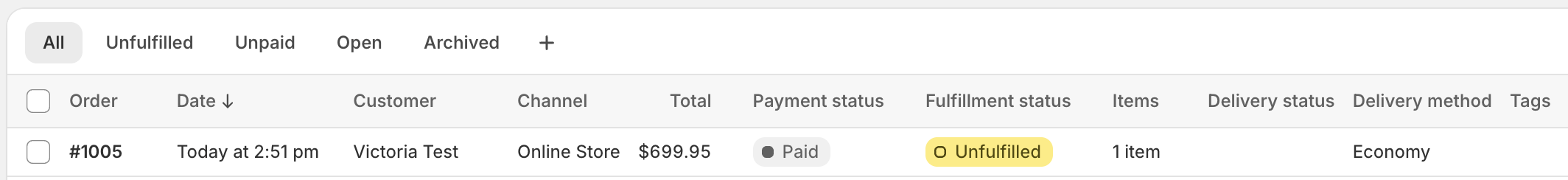 Paid order detail