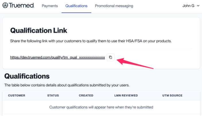 Qualification link for non-Shopify stores