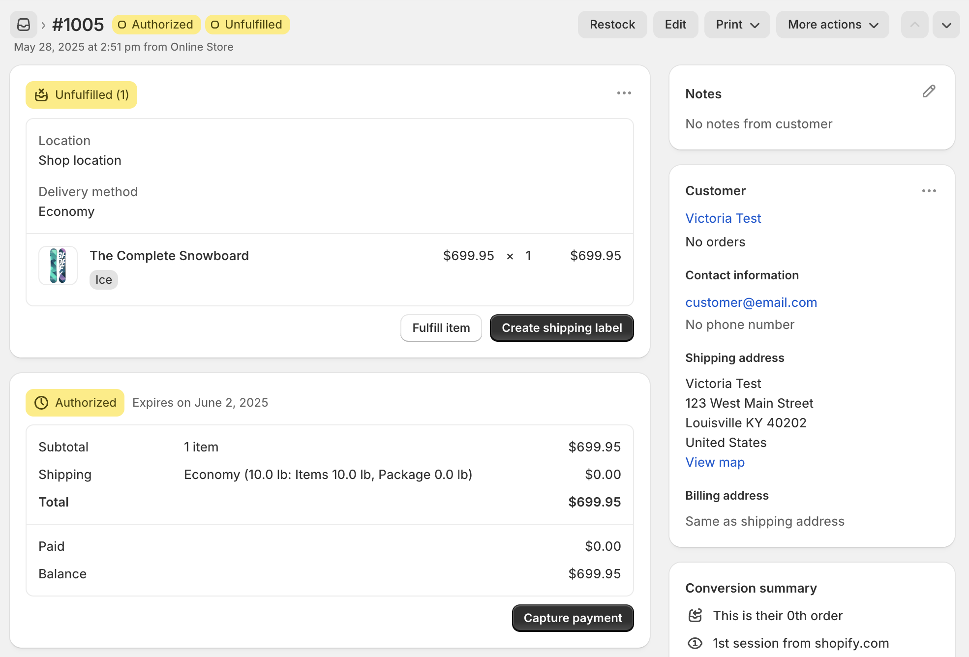 Bulk capture from the orders list