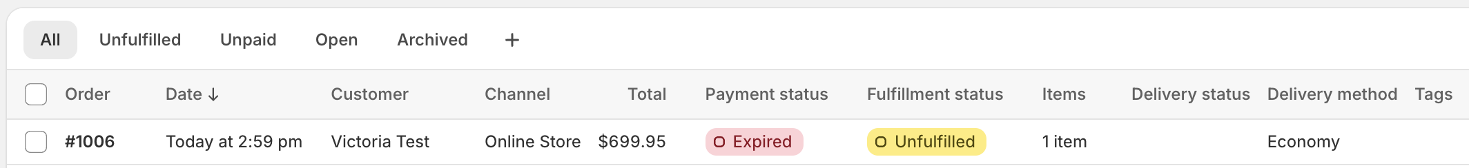 Expired status