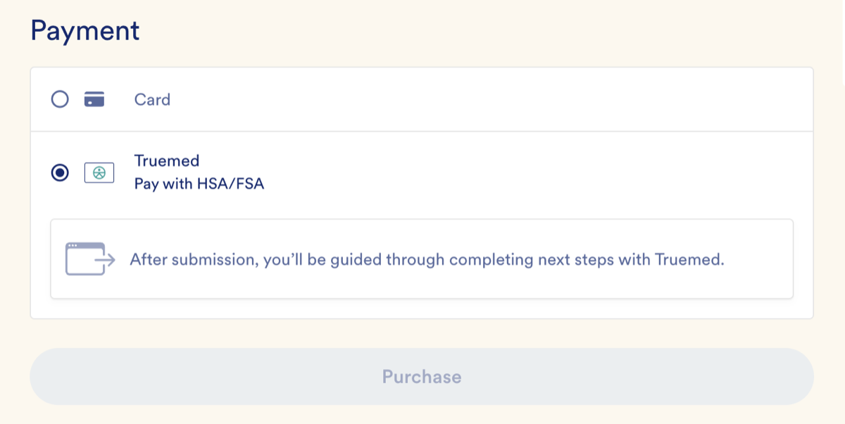 Truemed shown as a payment option at checkout