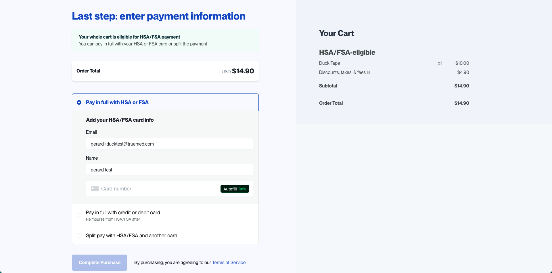 Fully eligible cart checkout