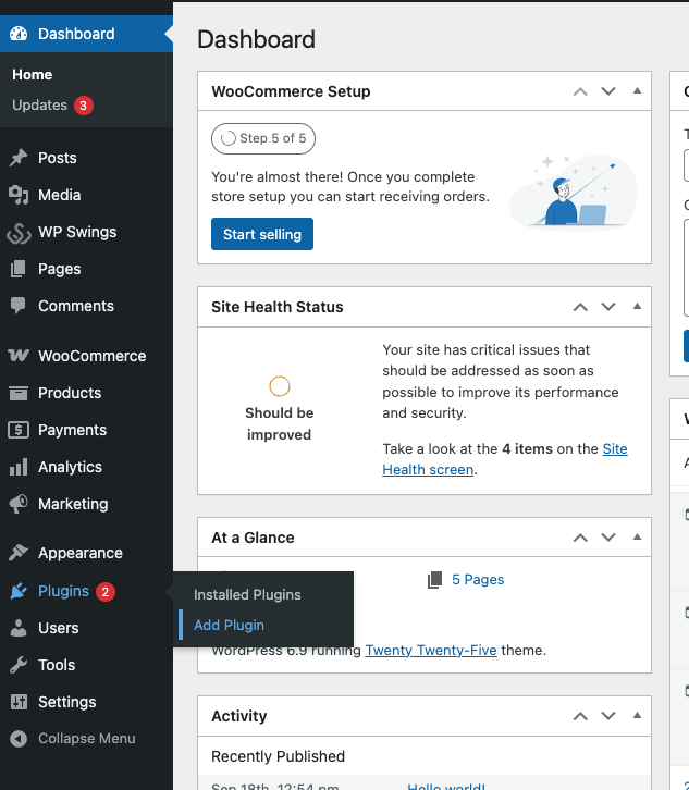 Add plugin page