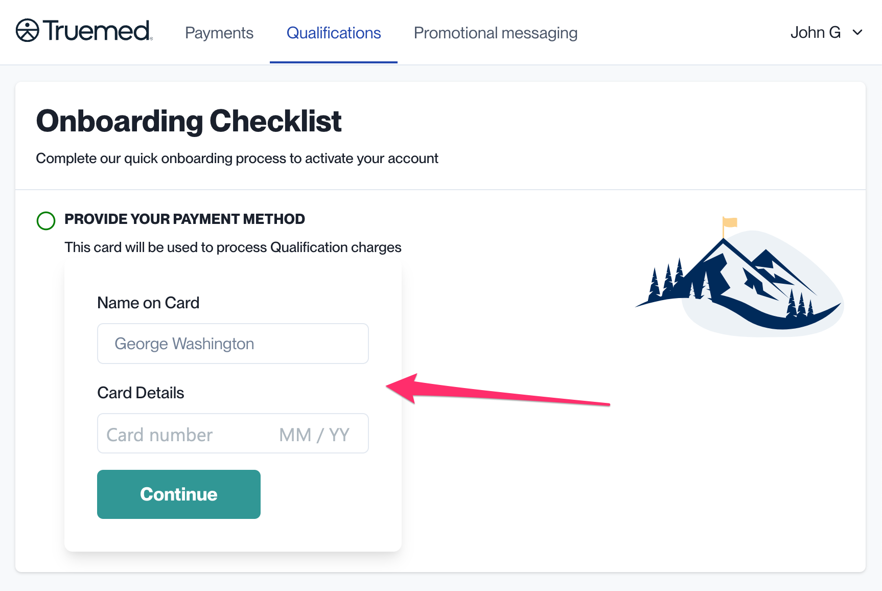 Qualification link location in Truemed dashboard