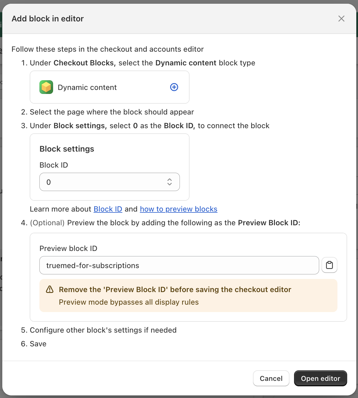 Checkout Blocks dynamic content option