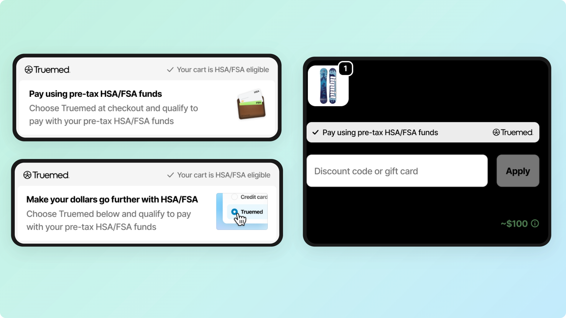 Truemed HSA/FSA checkout widgets in a Shopify checkout