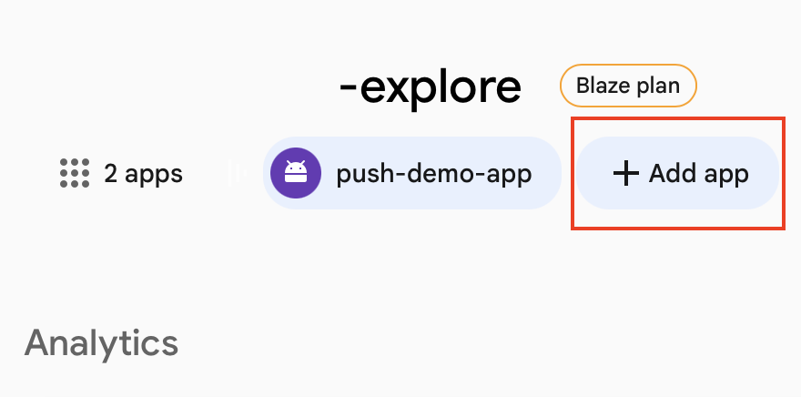 A screenshot showing Firebase app creation