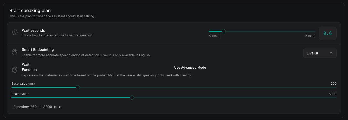 LiveKit Smart Endpointing Configuration
