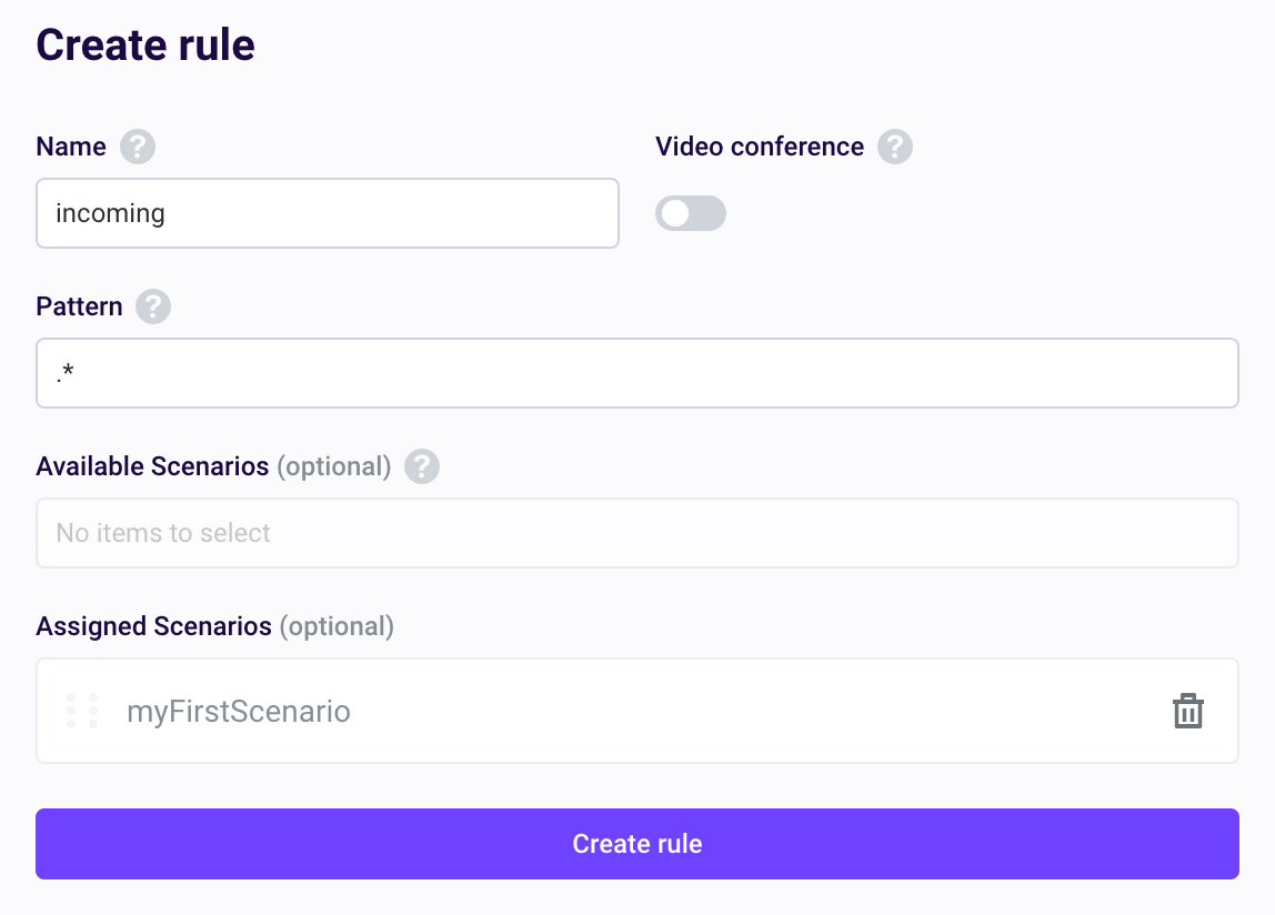 Attach scenarios to a routing rule