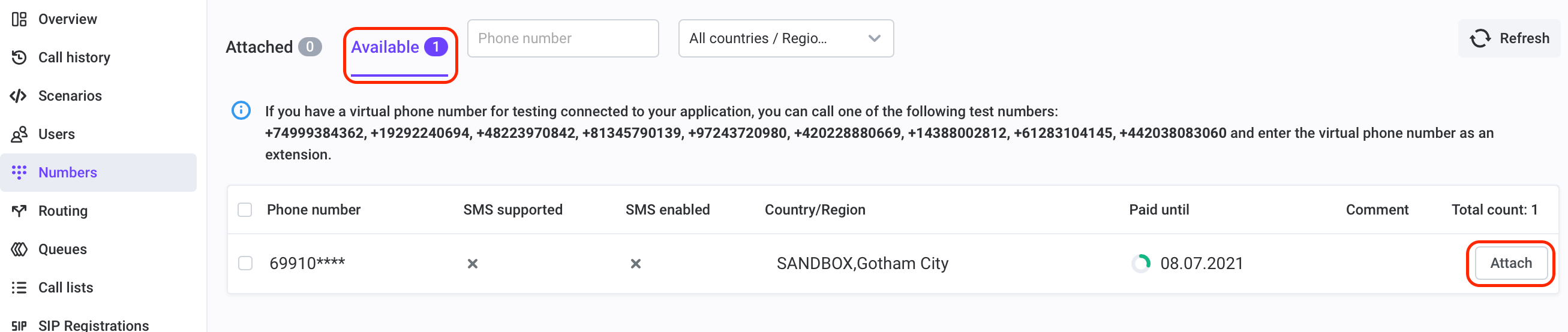 Attach a number to app