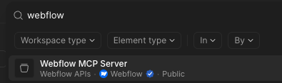 Selecting Webflow from the Postman search