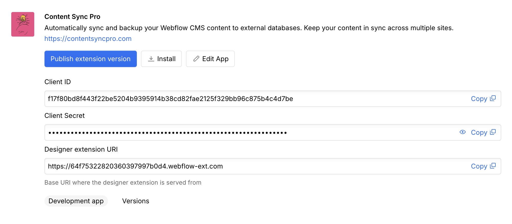 App details