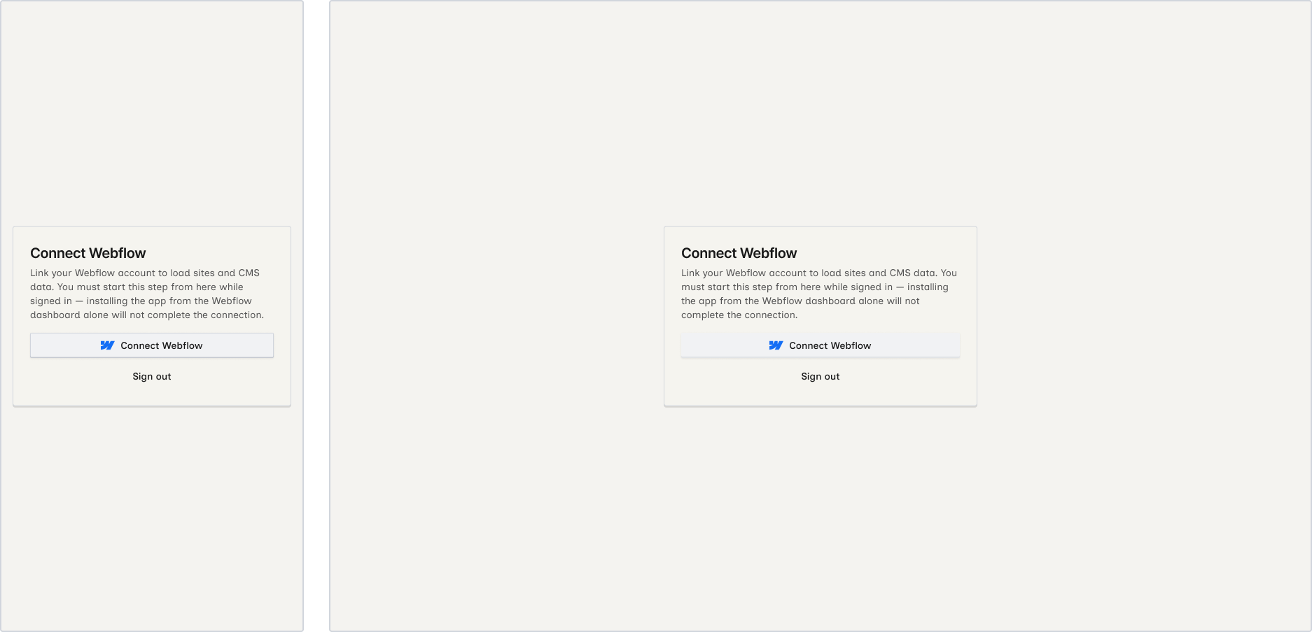 Connect Webflow screen