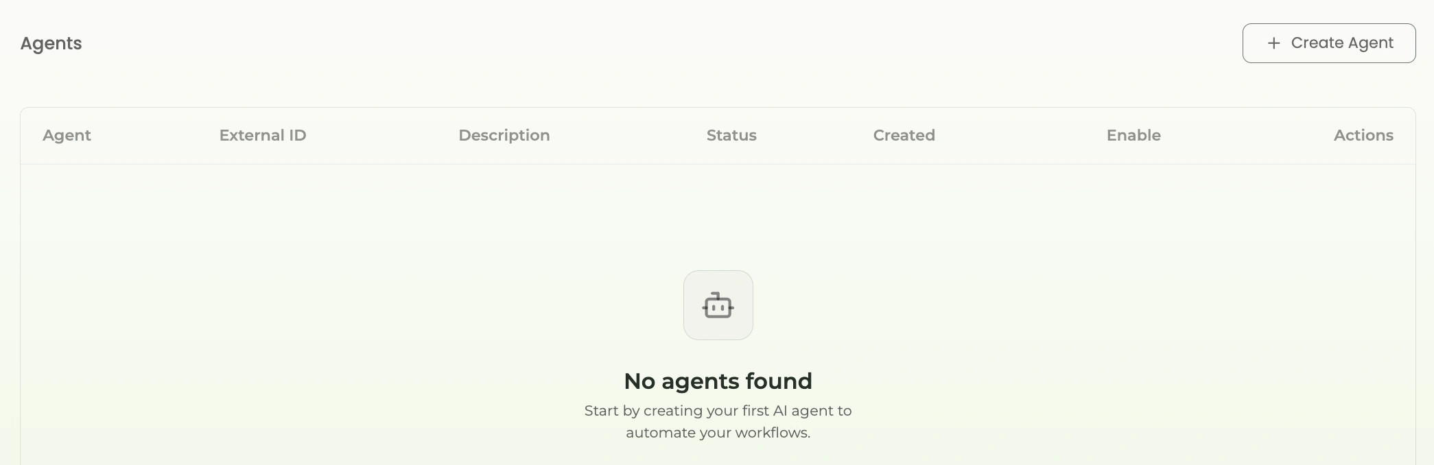 Create Agent Button