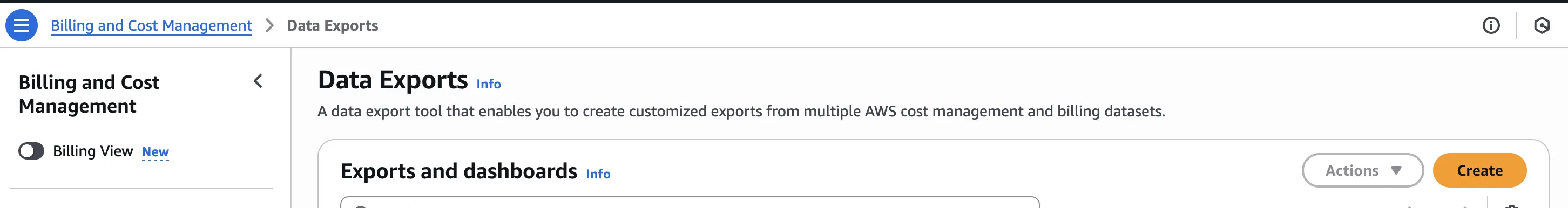 AWS Create Export Button